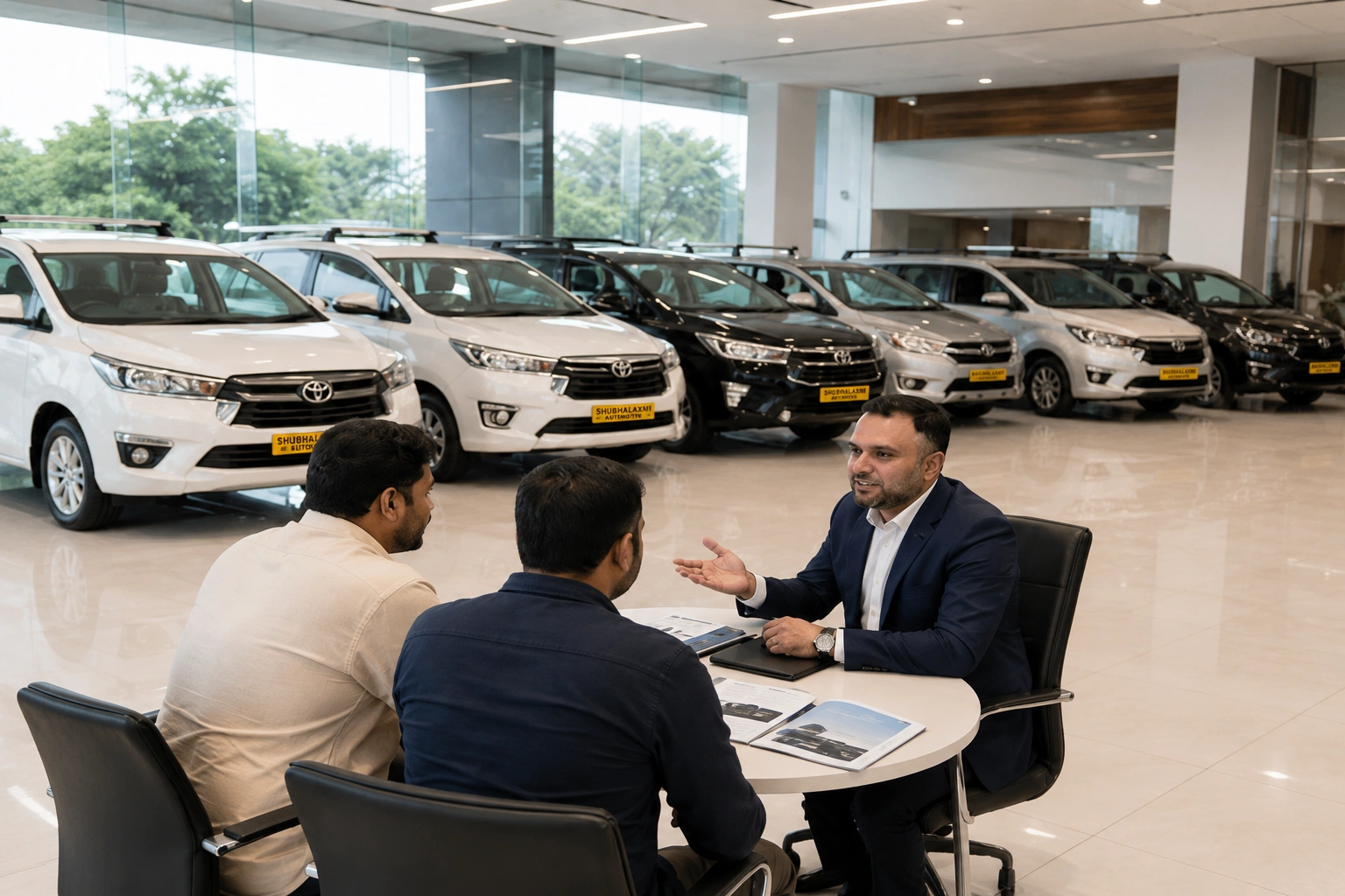 Automotive advisor helping customers choose a business vehicle